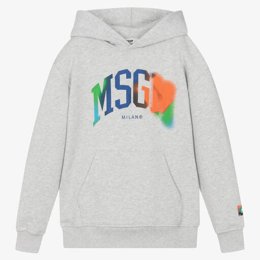MSGM-Teen Boys Grey Cotton Hoodie | Childrensalon Outlet