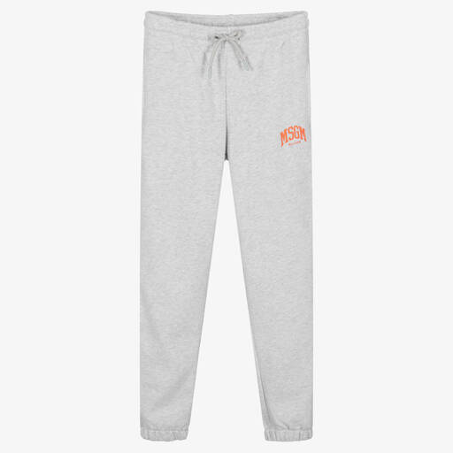 MSGM-Teen Boys Grey Cotton Joggers | Childrensalon Outlet