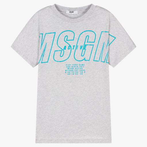 MSGM-Teen Boys Grey Logo T-Shirt | Childrensalon Outlet