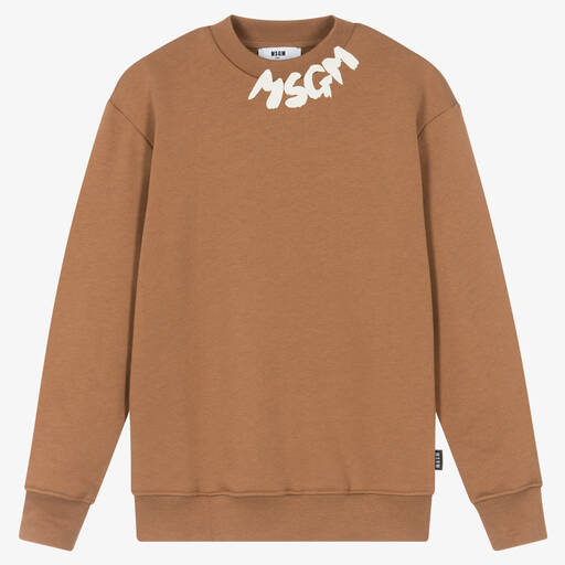 MSGM-Teen Brown Cotton Jersey Sweatshirt | Childrensalon Outlet