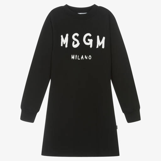 MSGM-Teen Girls Black Cotton Jersey Dress | Childrensalon Outlet