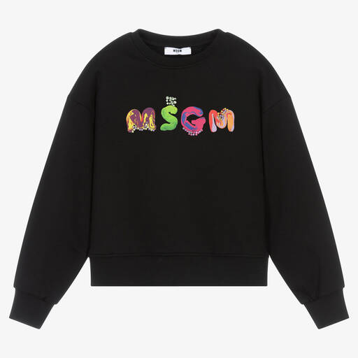 MSGM-Teen Girls Black Cotton Jewel Sweatshirt | Childrensalon Outlet