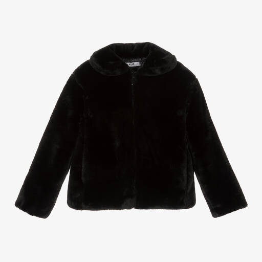 MSGM-جاكيت تينز بناتي فرو صناعي لون أسود | Childrensalon Outlet