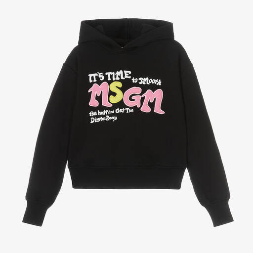 MSGM-توب هودي تينز بناتي قطن لون أسود | Childrensalon Outlet