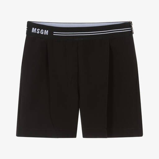 MSGM-Teen Girls Black Logo Shorts | Childrensalon Outlet