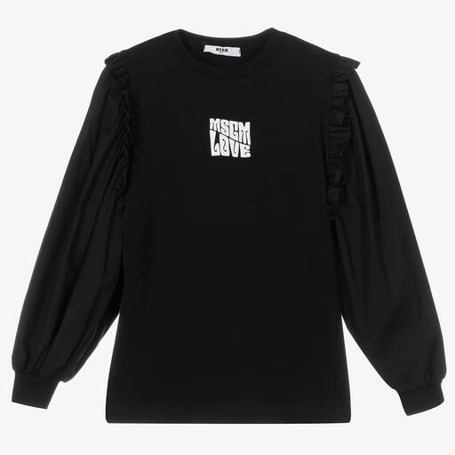 MSGM-Teen Girls Black Logo Top | Childrensalon Outlet