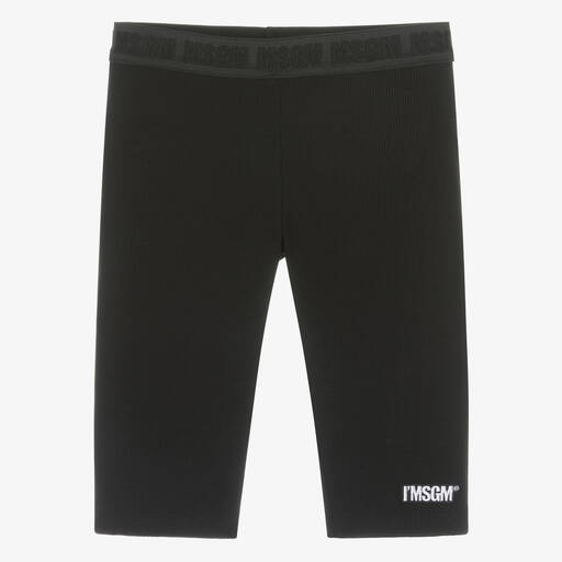 MSGM-Teen Girls Black Ribbed Cycling Shorts | Childrensalon Outlet