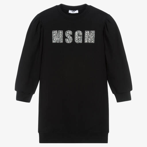 MSGM-Teen Girls Black Sweatshirt Dress | Childrensalon Outlet