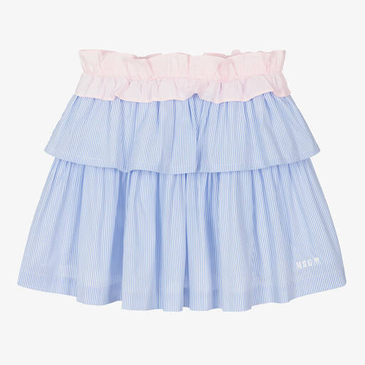 MSGM-Teen Girls Blue Striped Cotton Skirt | Childrensalon Outlet