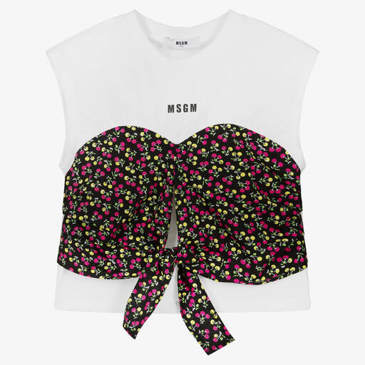 MSGM-Haut en coton micro cerises ado | Childrensalon Outlet