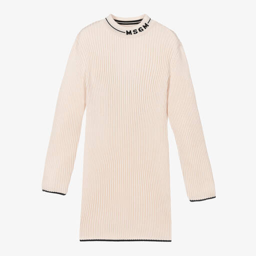 MSGM-Teen Girls Ivory Knitted Dress | Childrensalon Outlet