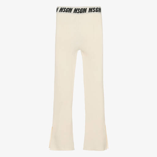 MSGM-Teen Girls Ivory Ribbed Knit Trousers | Childrensalon Outlet