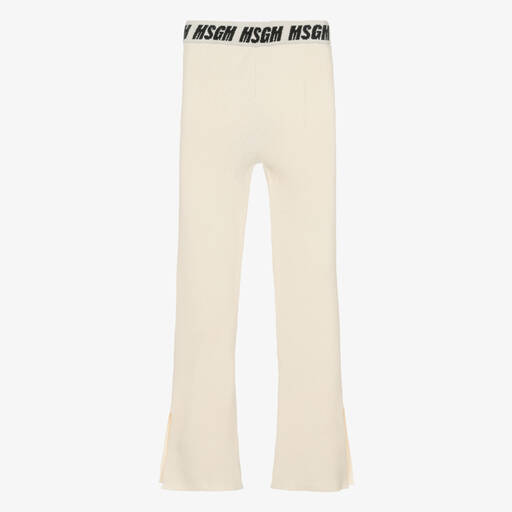 MSGM-Gerippte Teen Strickhose Elfenbein | Childrensalon Outlet