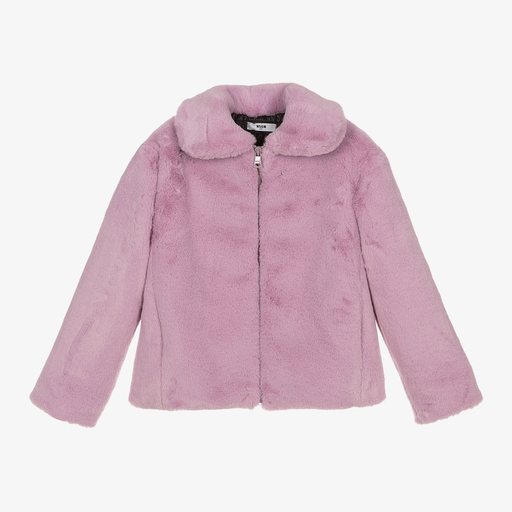 MSGM-Teen Girls Lilac Faux Fur Jacket | Childrensalon Outlet