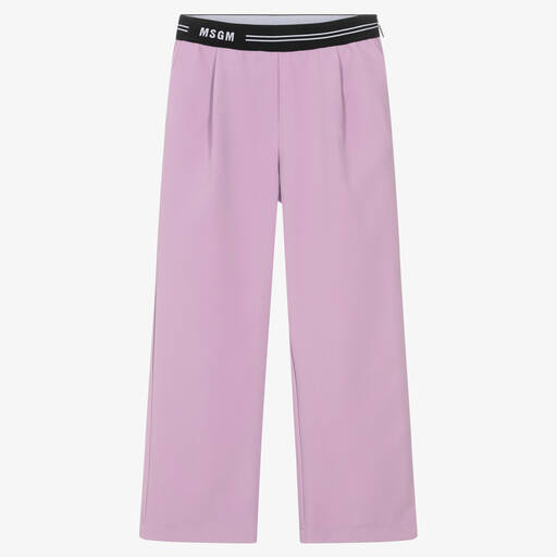 MSGM-Teen Girls Lilac Purple Logo Trousers | Childrensalon Outlet