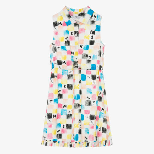 MSGM-Teen Girls Pink & Blue Cotton Dress | Childrensalon Outlet