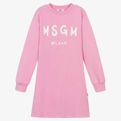 MSGM-Розовое платье из хлопкового джерси | Childrensalon Outlet