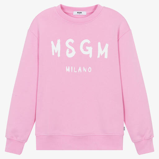 MSGM-سويتشيرت قطن جيرسي لون زهري تينز بناتي | Childrensalon Outlet