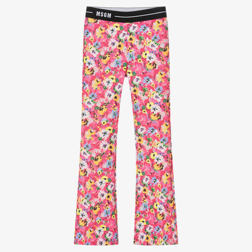 MSGM-Teen Girls Pink Floral Flared Leggings | Childrensalon Outlet