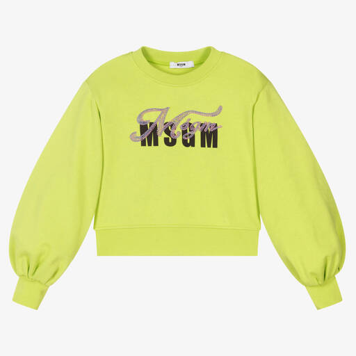 MSGM-Teen Lime Green Sweatshirt | Childrensalon Outlet