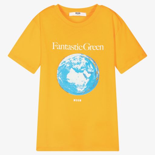 MSGM-Оранжевая футболка с Землей для подростков | Childrensalon Outlet