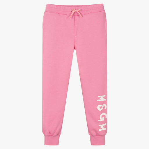 MSGM-Teen Pink Cotton Logo Joggers | Childrensalon Outlet