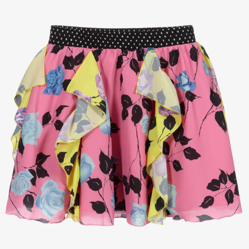 MSGM-Розовая юбка с рюшами и цветочным рисунком для подростков | Childrensalon Outlet