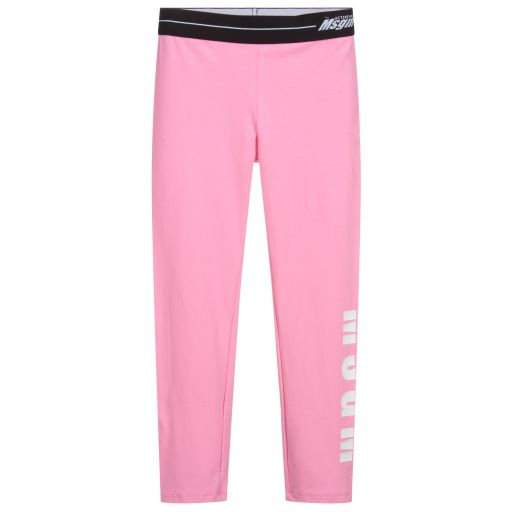 MSGM-ليغنغز قطن جيرسي لون زهري للبنات | Childrensalon Outlet