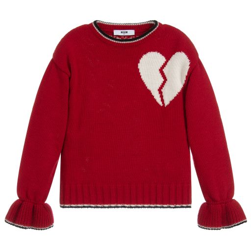 MSGM-Teen Red Logo Knitted Sweater | Childrensalon Outlet