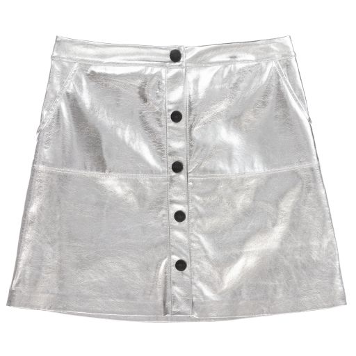 MSGM-Teen Silver Faux Leather Skirt | Childrensalon Outlet