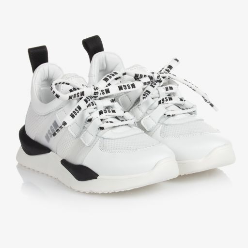 MSGM-Teen White & Black Trainers | Childrensalon Outlet