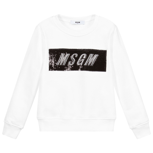 MSGM-Teen White Logo Sweatshirt | Childrensalon Outlet
