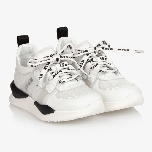 MSGM-Teen White Logo Trainers | Childrensalon Outlet