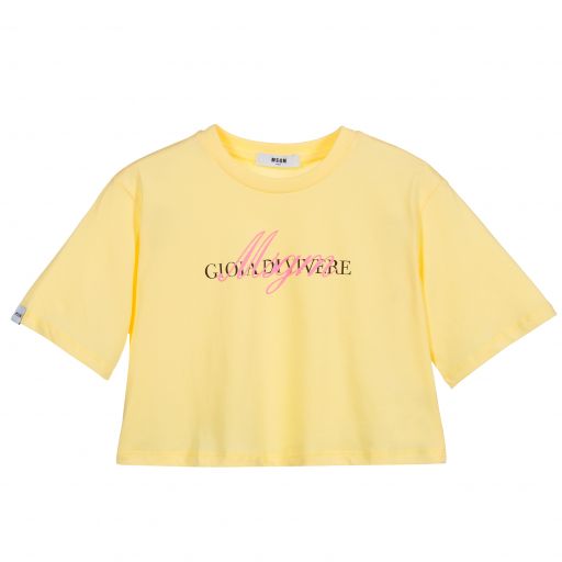 MSGM-Teen Yellow Logo Cropped Top | Childrensalon Outlet