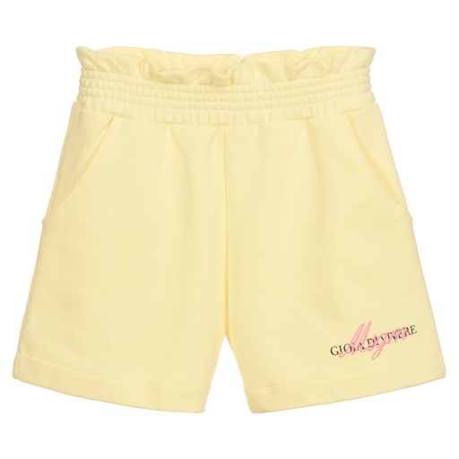 MSGM-Teen Yellow Logo Jersey Shorts | Childrensalon Outlet