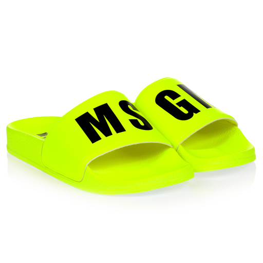 MSGM-Teen Yellow Logo Sliders | Childrensalon Outlet