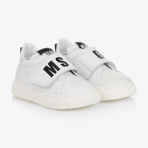 MSGM-White Leather Logo Trainers | Childrensalon Outlet