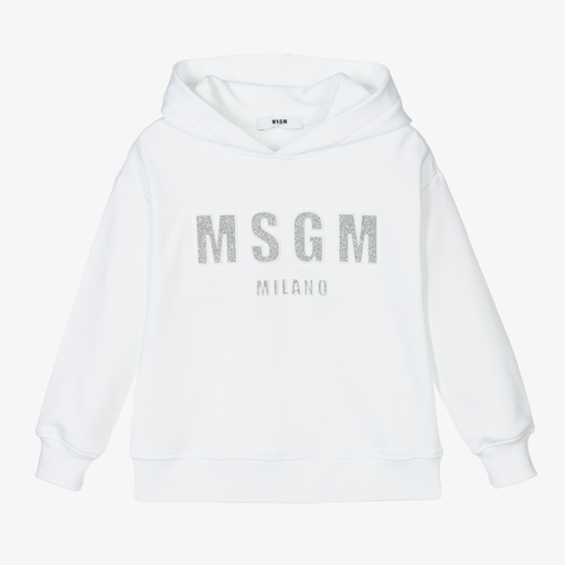MSGM-White Logo Hoodie | Childrensalon Outlet