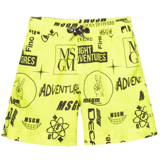 MSGM-Yellow & Black Swim Shorts | Childrensalon Outlet