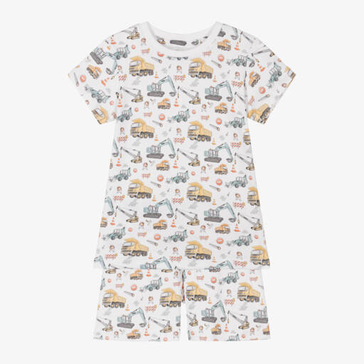 My Little Pie-Белая пижама из хлопка супима с экскаваторами для мальчиков | Childrensalon Outlet