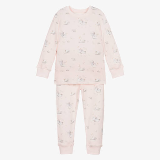 My Little Pie-Girls Pink Supima Cotton Swan Nightwear | Childrensalon Outlet
