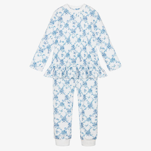 My Little Pie-Girls White & Blue Supima Florence Pyjamas | Childrensalon Outlet