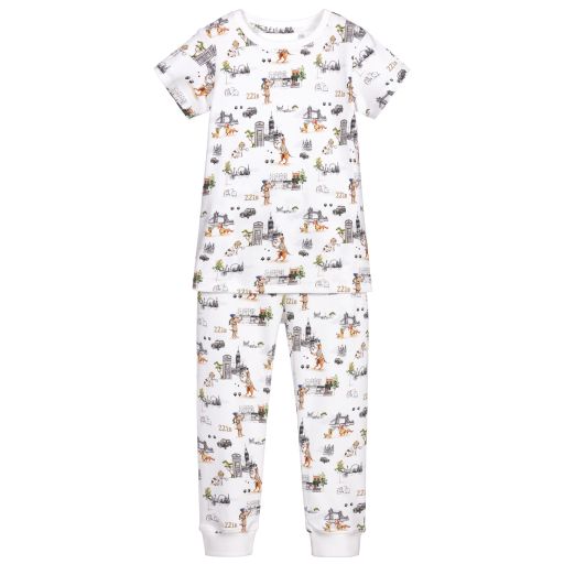 My Little Pie-Weißer Pyjama mit Sherlock Dogs-Print | Childrensalon Outlet