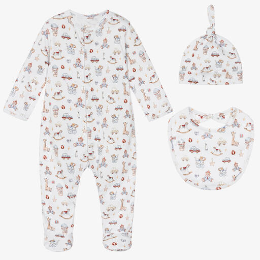 My Little Pie-Weißes Vintage Supima-Strampler-Set | Childrensalon Outlet