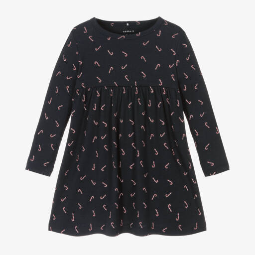 NAME IT-Синее хлопковое платье с узором леденцов для девочек | Childrensalon Outlet