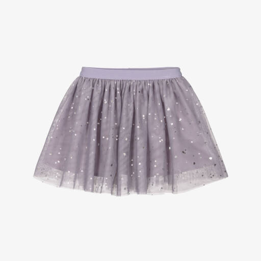 NAME IT-Girls Purple Tulle Skirt with Foil Silver Hearts | Childrensalon Outlet