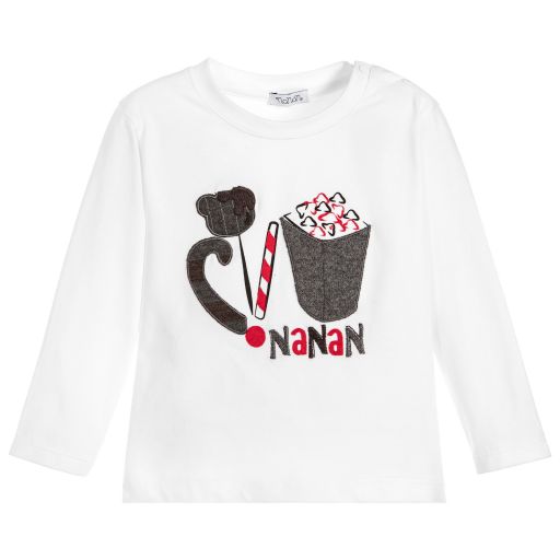 Nanán-Boys White Cotton Jersey Top | Childrensalon Outlet