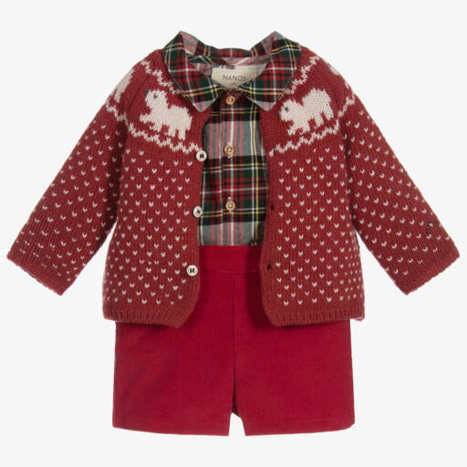Nanos-Red 3 Piece Shorts Set | Childrensalon Outlet