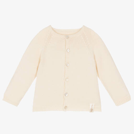 NaturaPura-Ivory Organic Cotton Knit Cardigan | Childrensalon Outlet