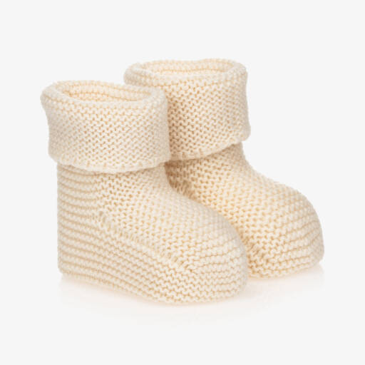 NaturaPura-Ivory Organic Cotton Knitted Booties | Childrensalon Outlet